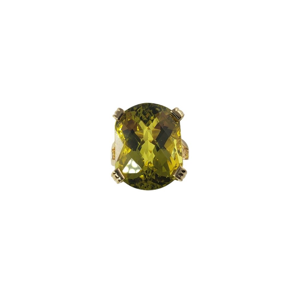 Vintage 14 Karat Yellow Gold Lemon Quartz Ring Size 8 JAGi Certified #14033